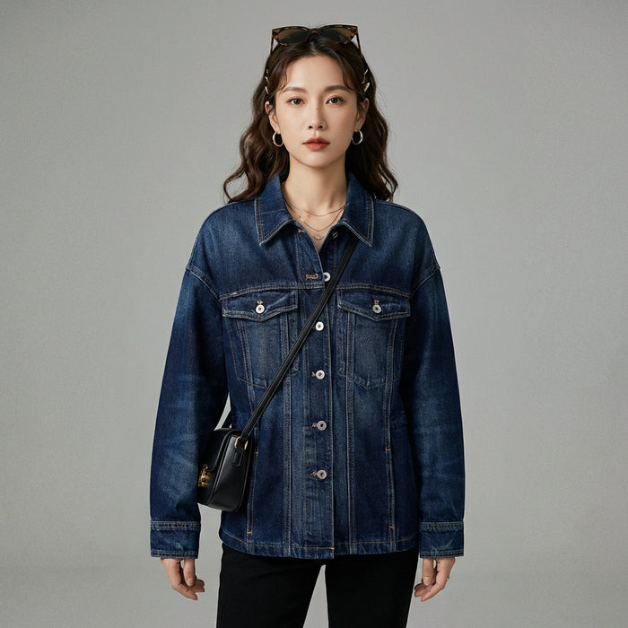 Chemise denim oversize bleue pour femme - K-fashion - Taille XS