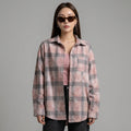 Chemise oversize à carreaux grise et rose K-fashion pour femme - Koreanxwear - Taille S