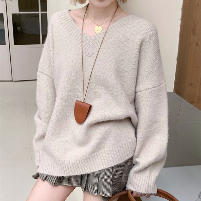 Korean V-Neck Wool Sweater