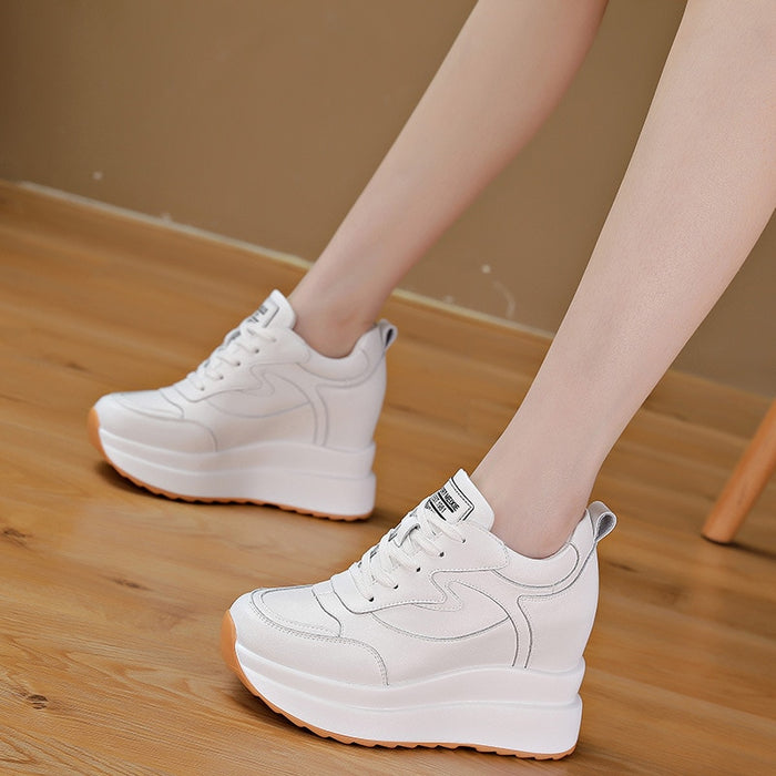 Sneakers compensées en cuir - KoreanxWear