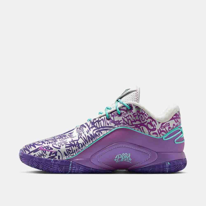 Side medial view of the Nike LeBron XXII “Frozen Grapes”.