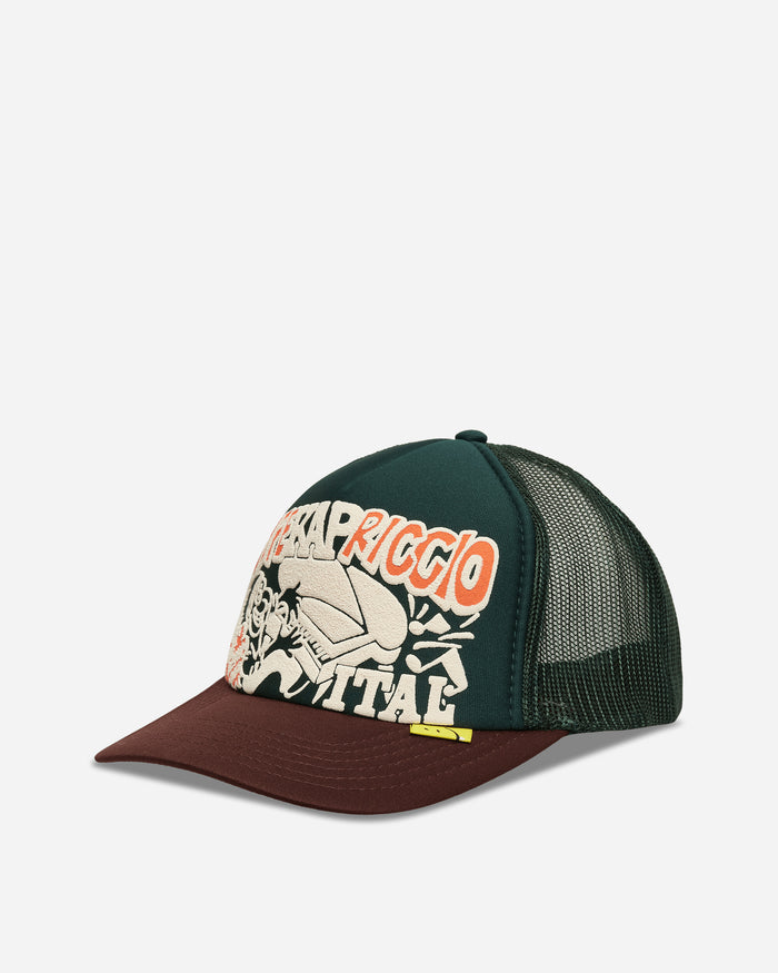 KAPITAL Life Kapriccio Track Cap Green - Brown Hats Caps K2505XH536 DGREENXBROWN