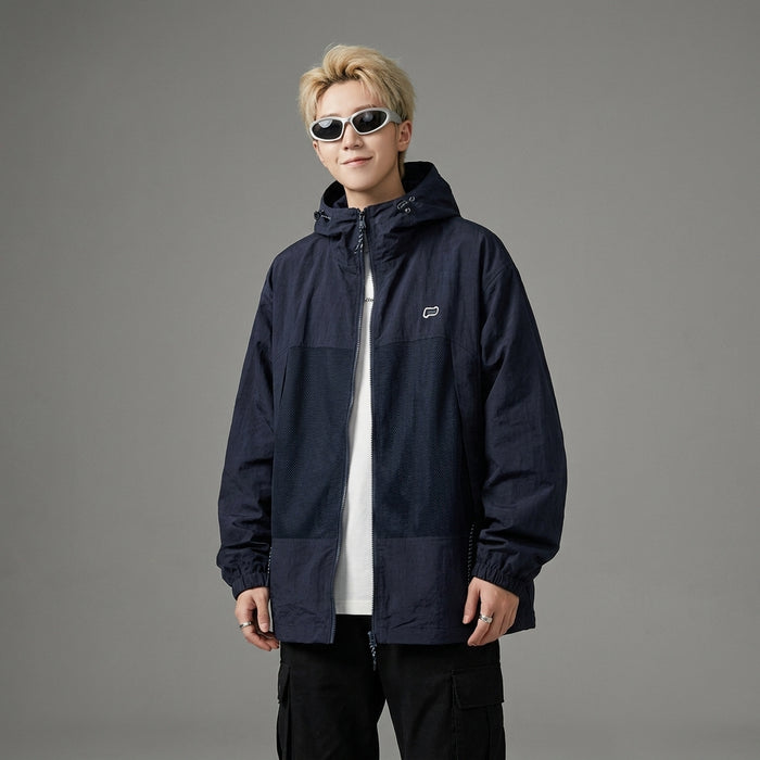 Veste à capuche légère unisexe, protection solaire, style streetwear. Disponible en gris et bleu marine. - Taille M