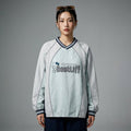 Sweat à capuche col V léger en bleu menthe et beige - K-fashion unisexe - Taille M