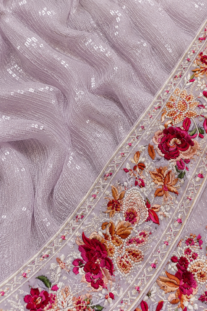 Lilac Georgette Sequin Saree