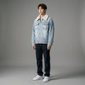 Veste en denim doublée pour homme, style rétro, couleur bleue - Koreanxwear - Taille M