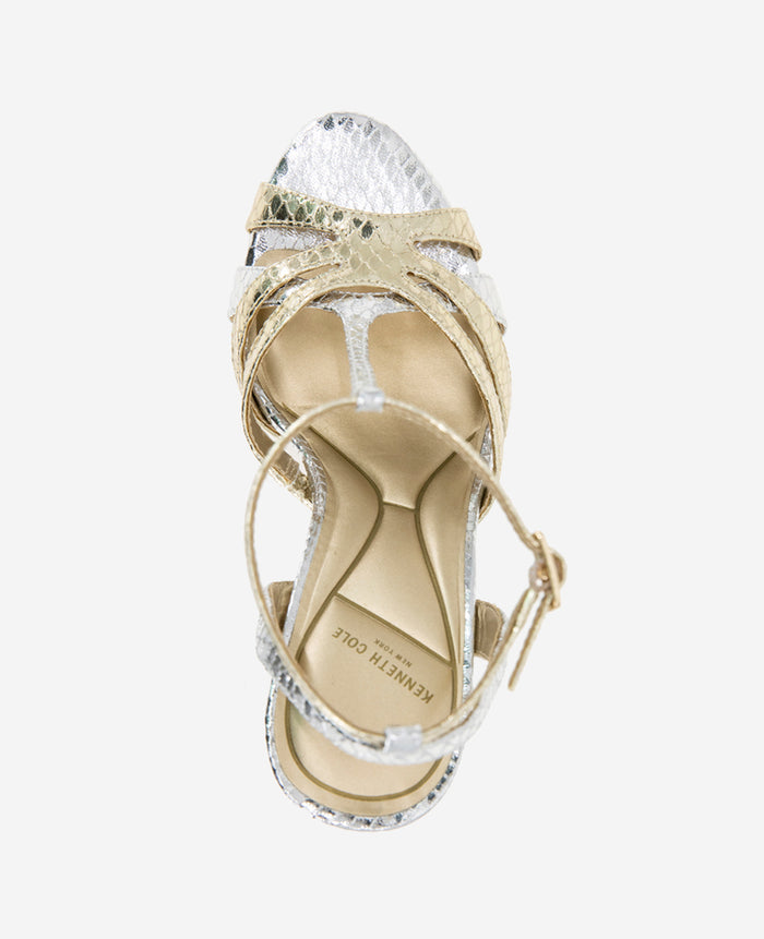 Liona Metallic Embossed Snake Heel