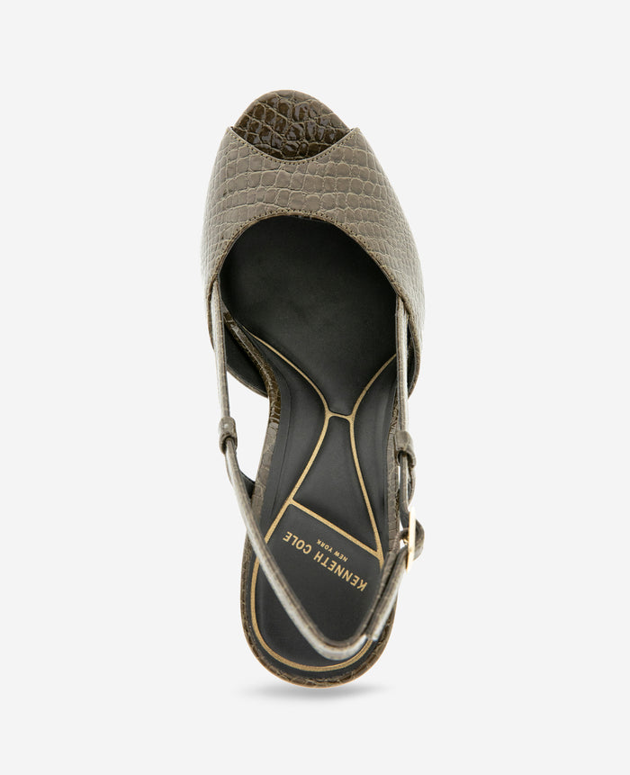 Londyn Embossed Croco Peep Toe Heel