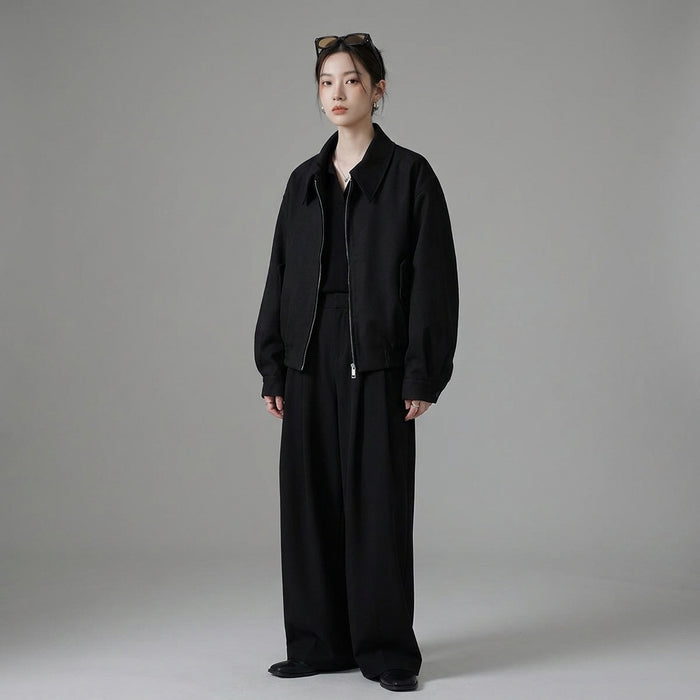 Veste longue Maillard décontractée femme, couleur kaki ou noire. Style k-fashion automne. - Taille M