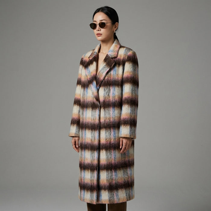 Manteau long oversize en laine marron pour femme - Koreanxwear - Taille S