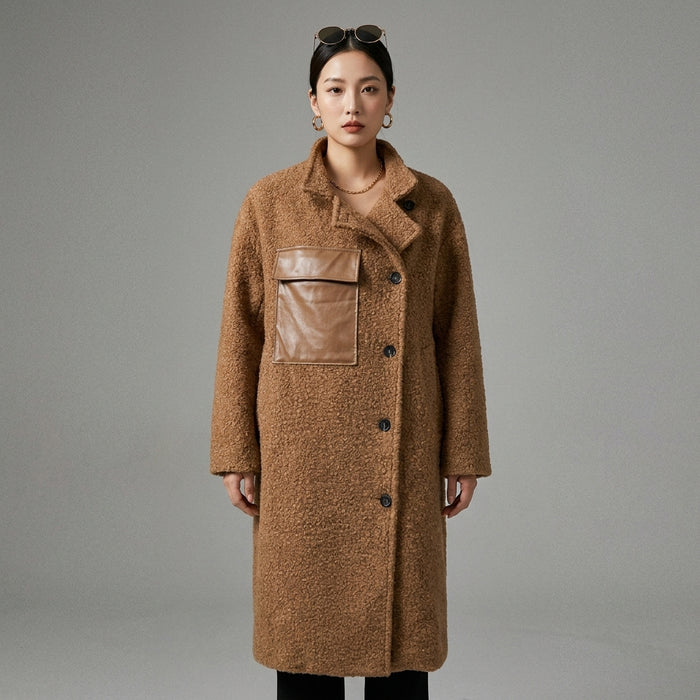 Manteau long oversize en laine camel pour femme - K-fashion hiver - Taille M