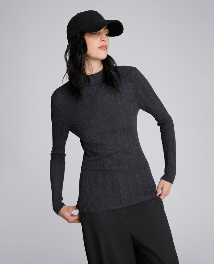Long Sleeve Ribbed Mock Neck Sweater