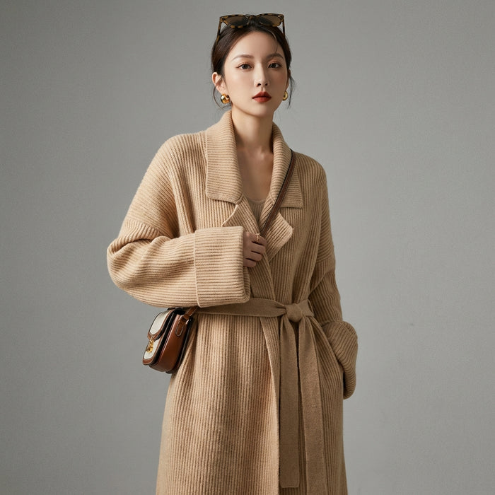 Cardigan long tricoté épais pour femme, style K-fashion décontracté - Taille one size