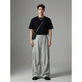 Pantalon cargo ample homme gris streetwear - Koreanxwear - Taille S