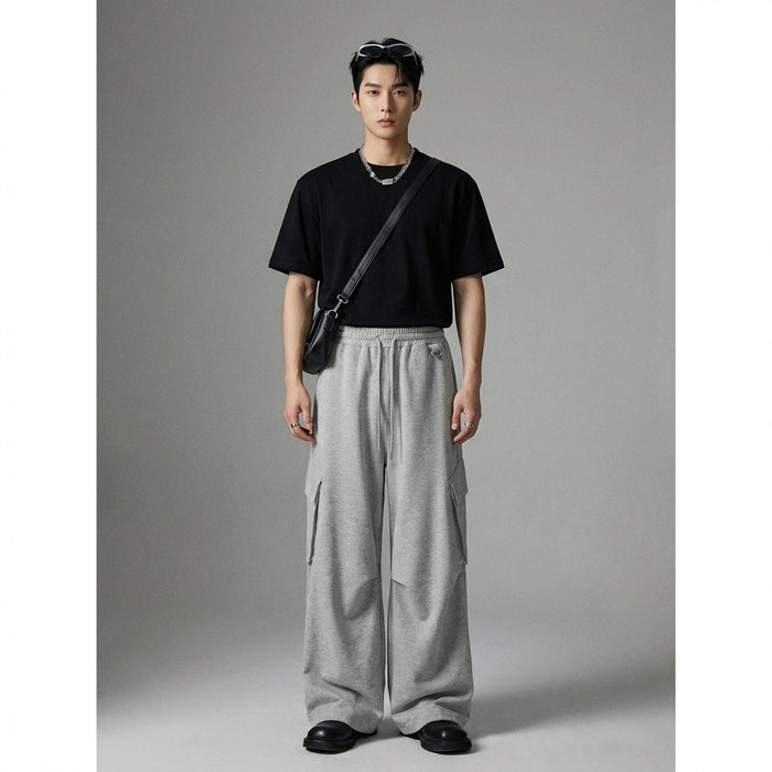 Pantalon cargo ample homme gris streetwear - Koreanxwear - Taille S