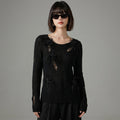 Pull tricoté ajouré noir coupe ample - Koreanxwear - Taille S