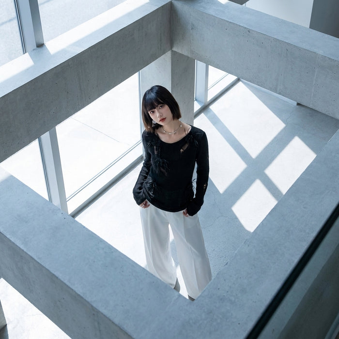 Pull tricoté ajouré noir coupe ample - Koreanxwear