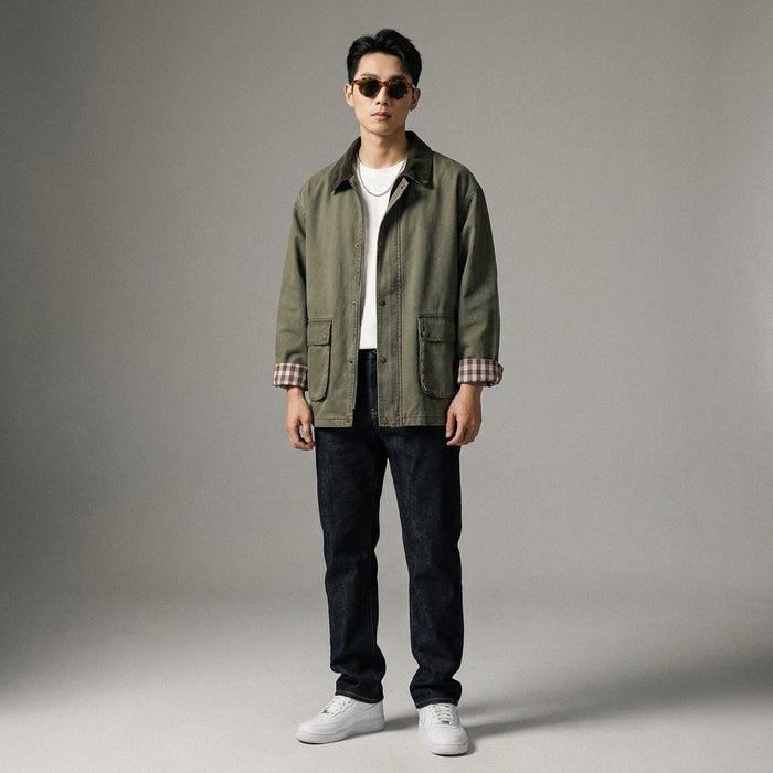 Veste chemise à carreaux loose K-fashion homme femme - Koreanxwear - Taille M