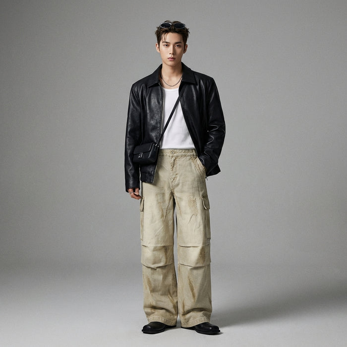 Pantalon cargo ample homme couleur kaki - Koreanxwear - Taille S