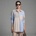 Chemisier rayé ample à manches longues femme - Koreanxwear - Taille S