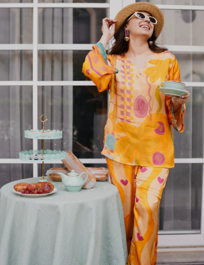 Love Drunk Drowsy Orange Co-ord Set