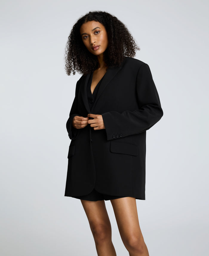 Luxe Twill Two Button Boyfriend Jacket
