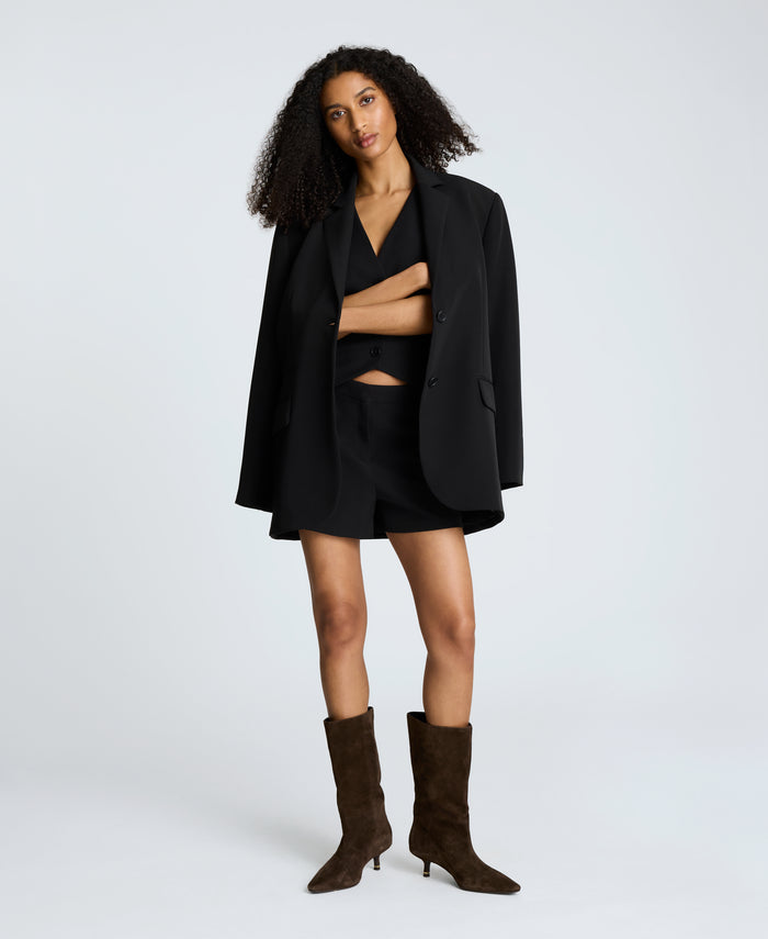 Luxe Twill Two Button Boyfriend Jacket