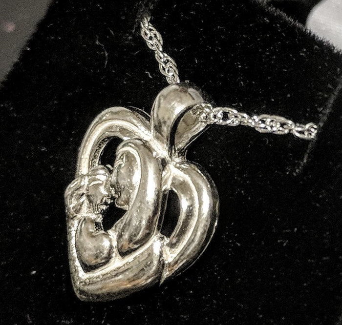 Madonna Heart Pendant wit 18" Chain, Solid Sterling Silver, New, Made in USA 161--431