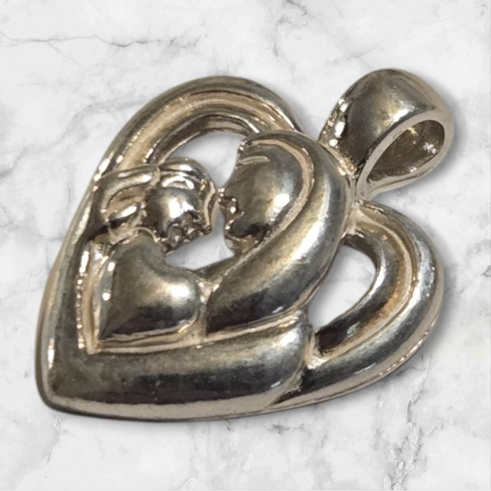 Madonna Heart Pendant wit 18" Chain, Solid Sterling Silver, New, Made in USA 161--431