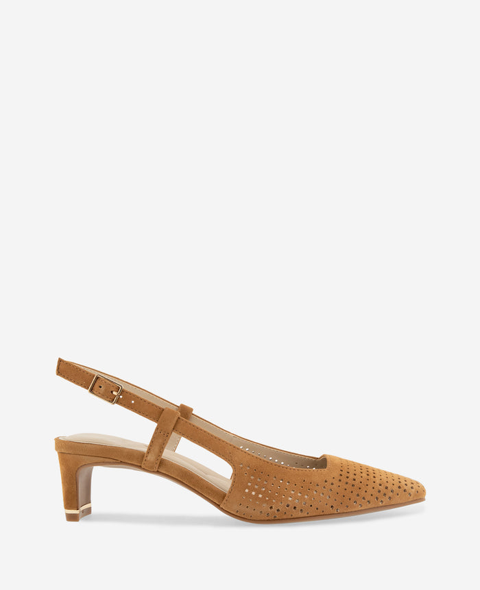 Marbella Perforated Suede Slingback Heel