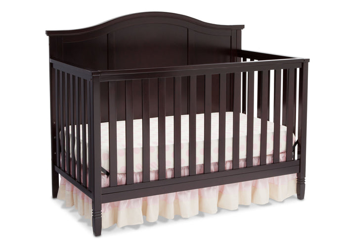 Delta Children Dark Chocolate (207) Maverick 4-in-1 Crib, angled view, a2a
