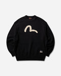 Evisu Ht Logo Emb Knit Pullover Allover Black Knitwears Sweaters 2EAHTM6SR1075 BLKA
