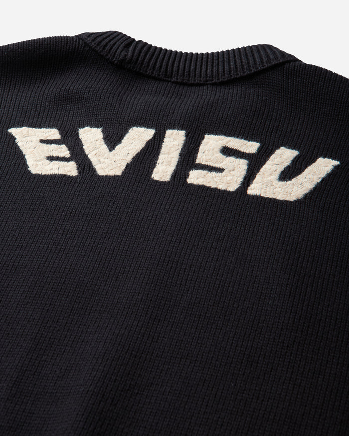 Evisu Ht Logo Emb Knit Pullover Allover Black Knitwears Sweaters 2EAHTM6SR1075 BLKA