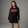 MERRY Round Neck Long Sleeve Top and Shorts Set - Koreanxwear