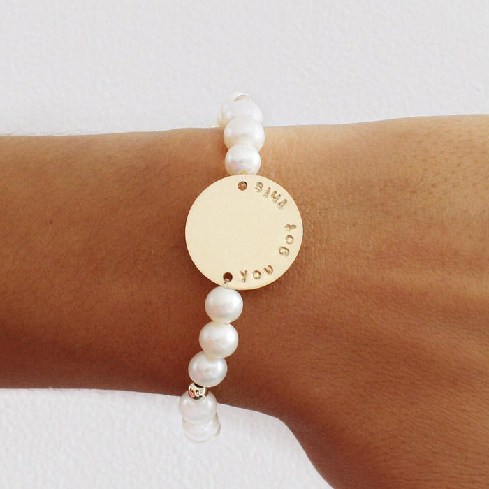 taudrey breast cancer awareness pearl beaded bracelet personalized charm