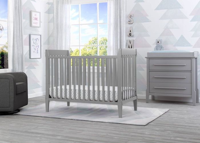 Serta Mid-Century Modern Classic 5-in-1 Convertible Crib Grey (026) Room a1a