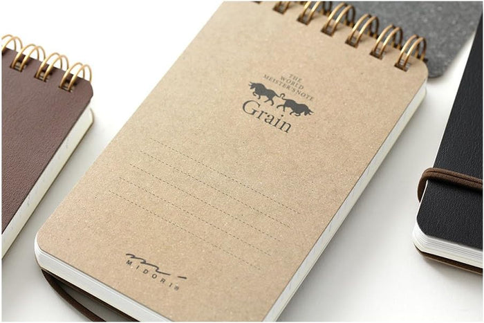Midori Grain Ring Memo Pad - Black