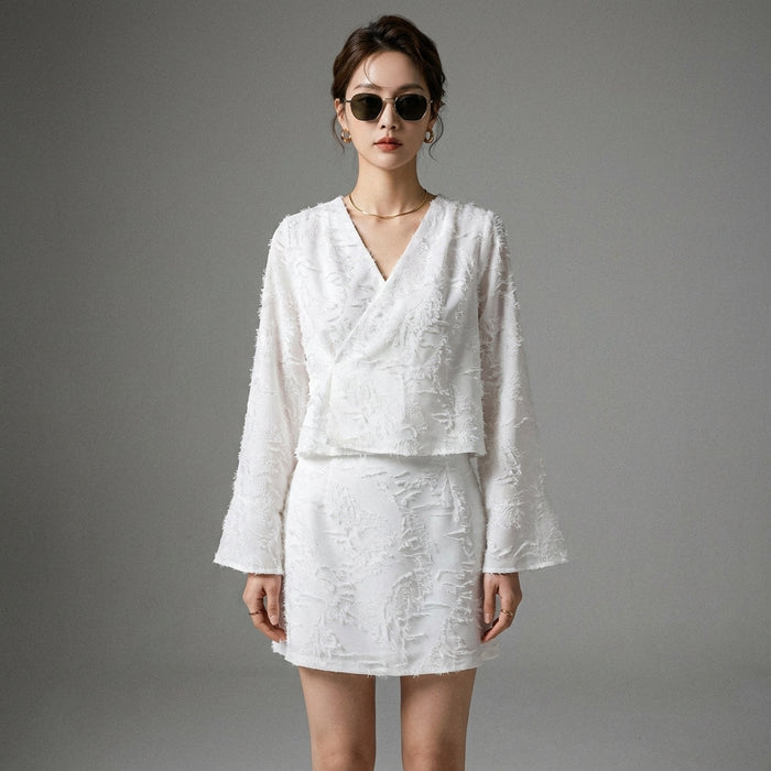 Ensemble mini-jupe et top col V femme - Koreanxwear - Taille S