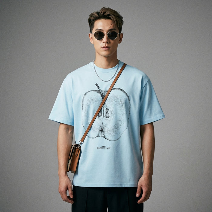 T-Shirt blanc imprimé pomme, coupe ample - K-fashion - Taille S
