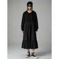 Robe longue à capuche noire en coton - Mode coréenne décontractée - Taille One Size