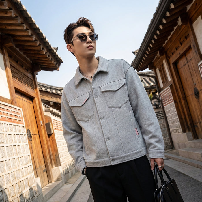 Veste homme minimaliste grise coupe ample - Koreanxwear