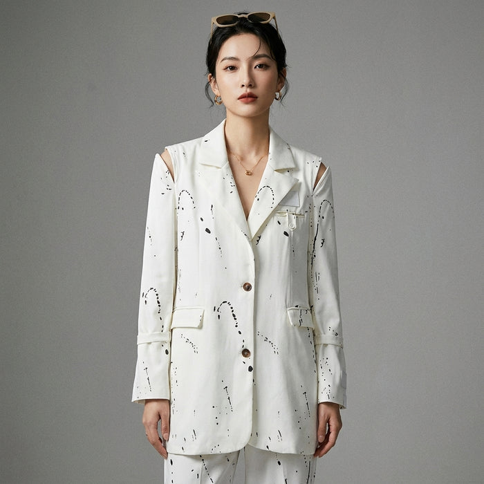 Veste imprimée à manches longues minimaliste, style K-fashion, femme - Taille S