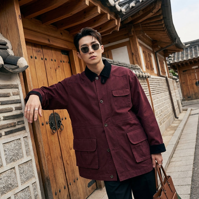 Veste homme multi-poches col rabattu color block - K-fashion