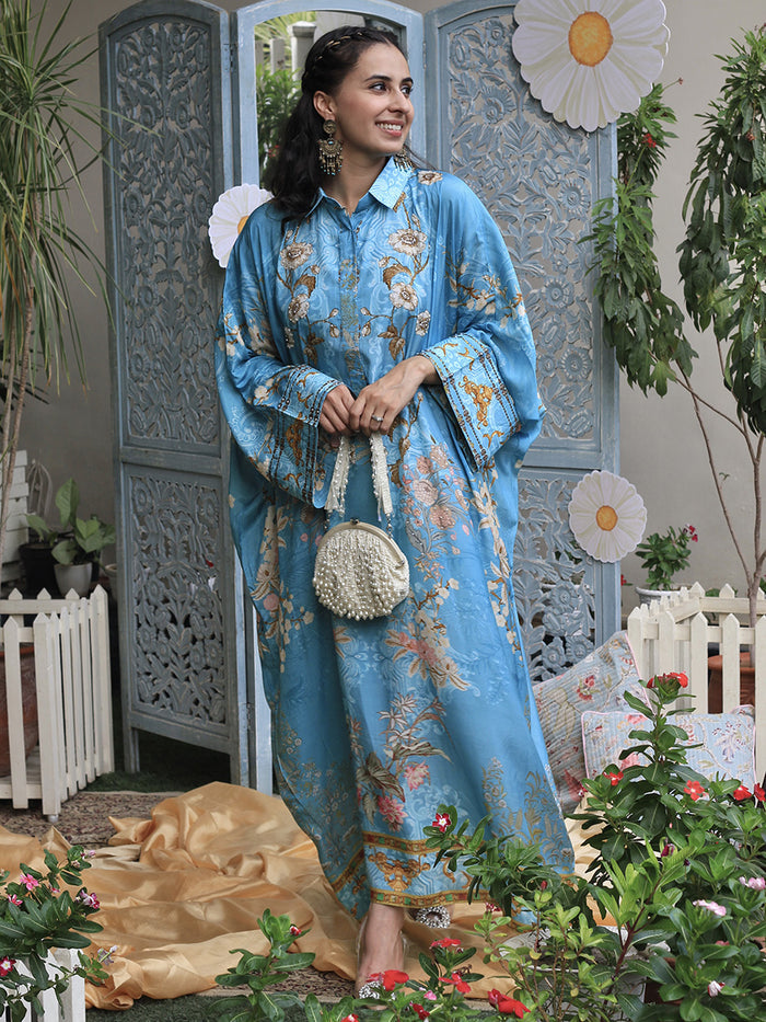 Nargis Blue Festive Dress | Kurti Singapore