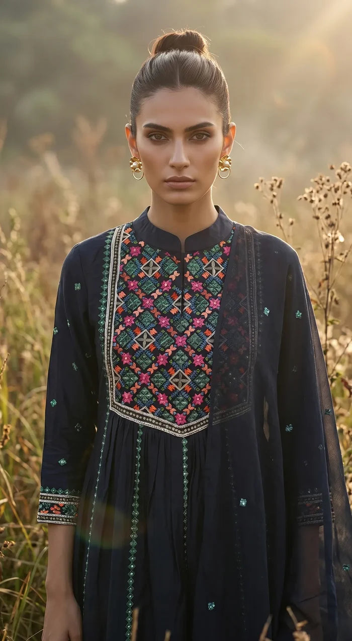 Noir Luxe Phulkari Suit