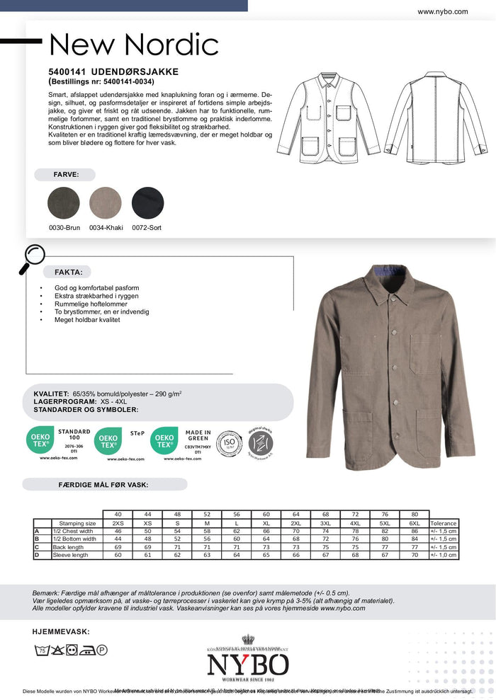 Nybo Khaki Unisex New Nordic Udendørsjakke – bekväm och stretchig