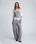 Off-Shoulder Pleated Sleeve Bustier Top