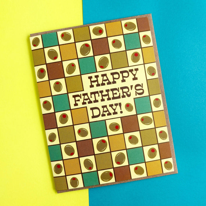 Olive Checkerboard Father's Day Card