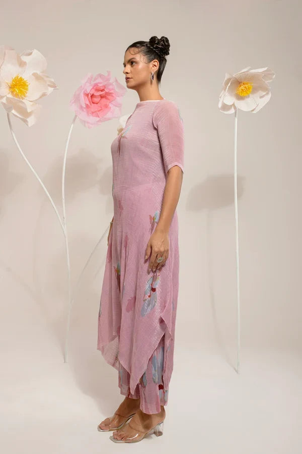 Onion Pink Lotus Kurta Set