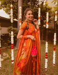 Rabba Cocktail Orange Moroccan Silk Plus-Size Dress